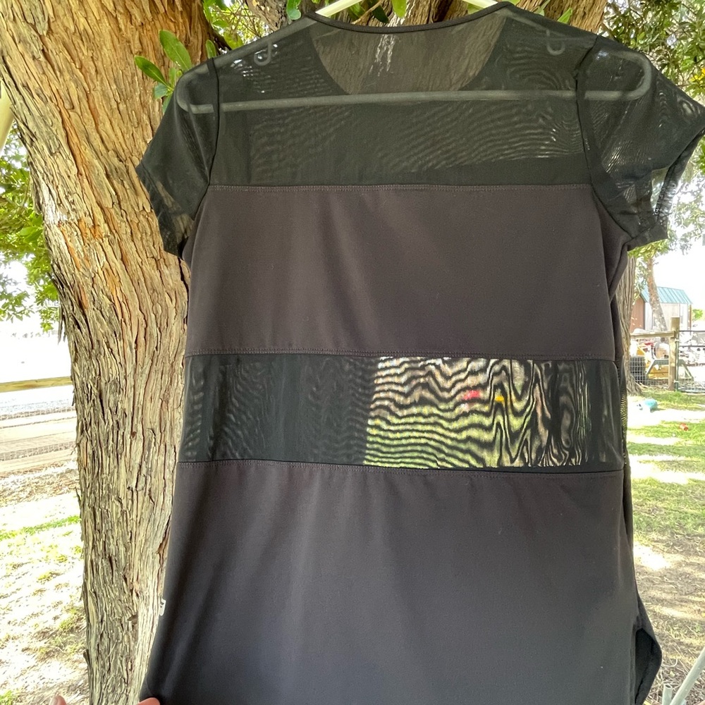 Fabletics black blocked sheer top. XS worn only a few times